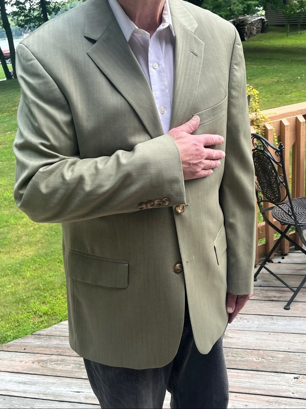 Nautica olive green single breasted all wool sport coat 43R